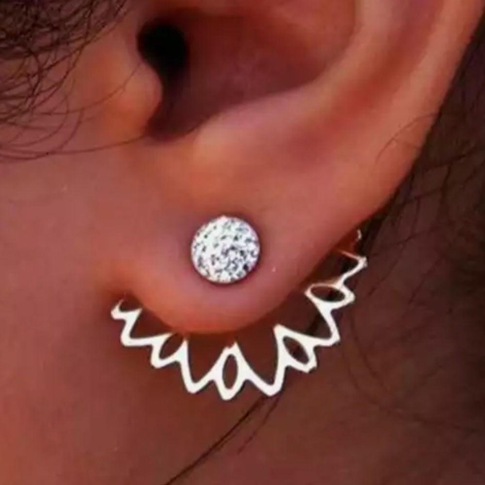 Lotus Crystal Jacket Earring & Circle Jacket Earrings